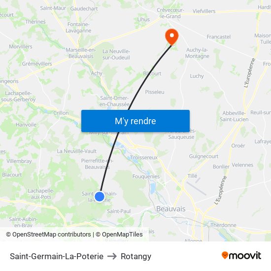 Saint-Germain-La-Poterie to Rotangy map