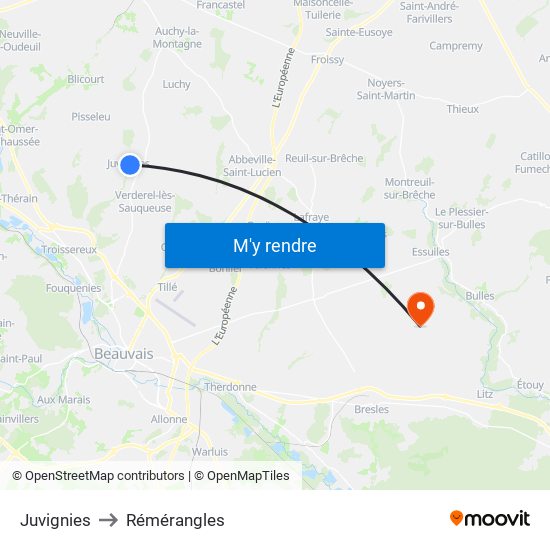 Juvignies to Rémérangles map