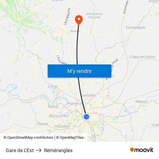 Gare de L'Est to Rémérangles map