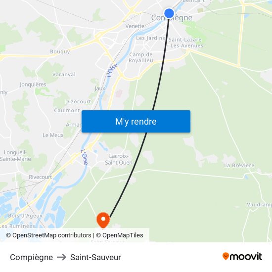 Compiègne to Saint-Sauveur map