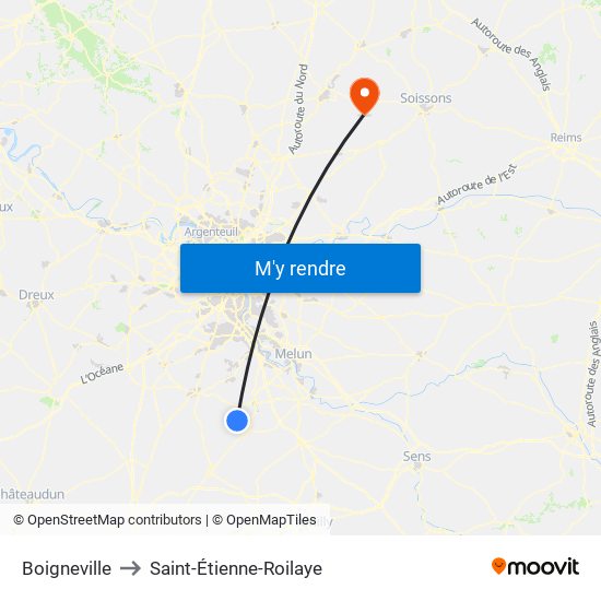 Boigneville to Saint-Étienne-Roilaye map