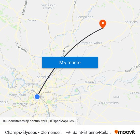 Champs-Élysées - Clemenceau to Saint-Étienne-Roilaye map