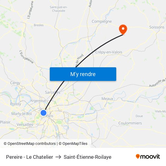 Pereire - Le Chatelier to Saint-Étienne-Roilaye map