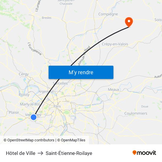 Hôtel de Ville to Saint-Étienne-Roilaye map