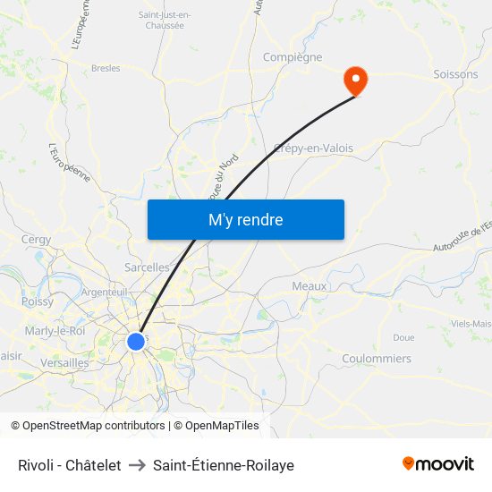 Rivoli - Châtelet to Saint-Étienne-Roilaye map