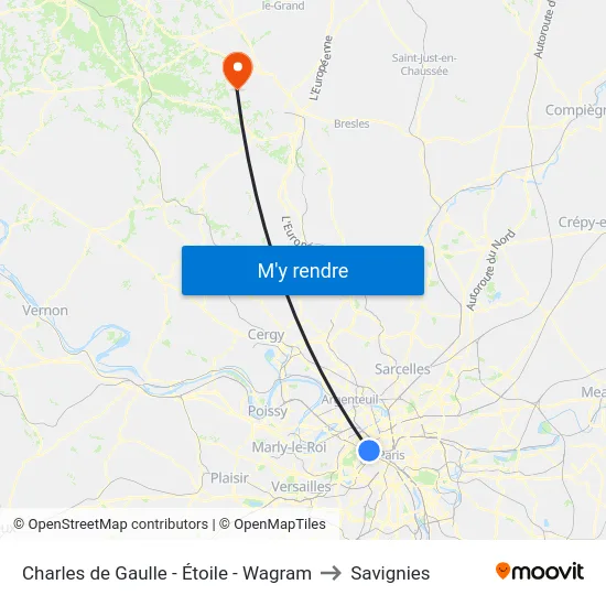 Charles de Gaulle - Étoile - Wagram to Savignies map