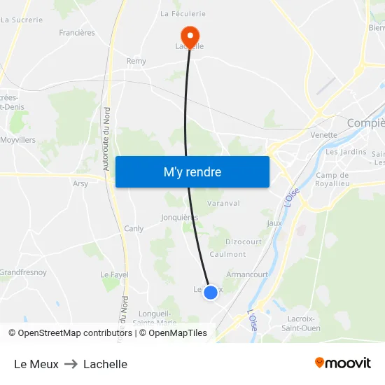 Le Meux to Lachelle map