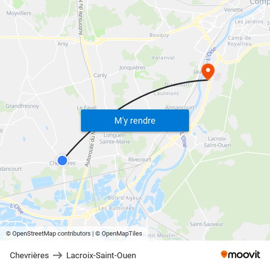 Chevrières to Lacroix-Saint-Ouen map