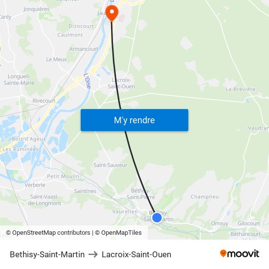 Bethisy-Saint-Martin to Lacroix-Saint-Ouen map