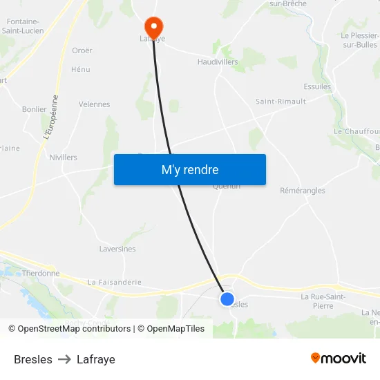 Bresles to Lafraye map