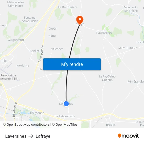 Laversines to Lafraye map