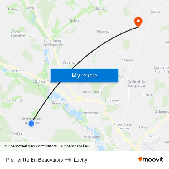 Pierrefitte-En-Beauvaisis to Luchy map