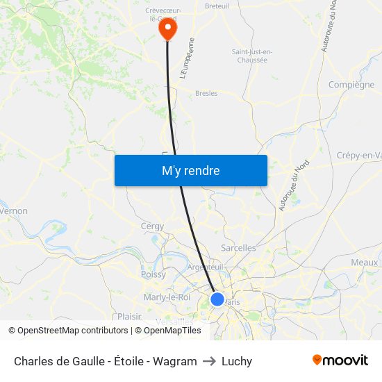 Charles de Gaulle - Étoile - Wagram to Luchy map