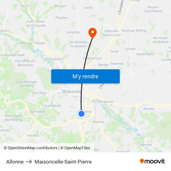 Allonne to Maisoncelle-Saint-Pierre map