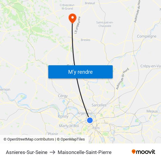 Asnieres-Sur-Seine to Maisoncelle-Saint-Pierre map