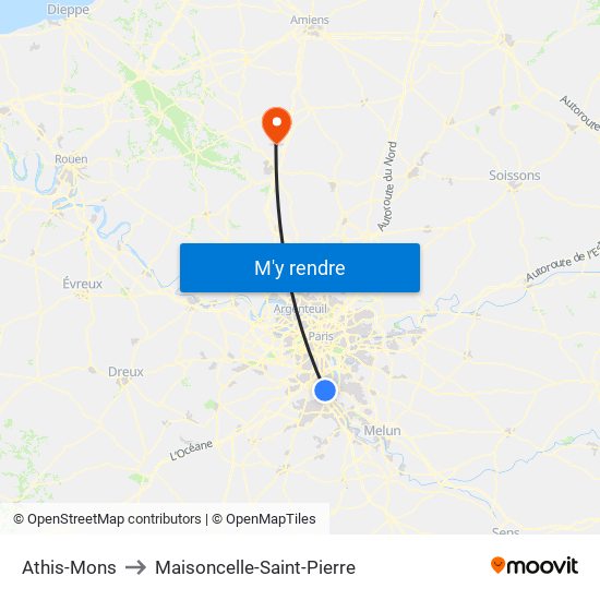 Athis-Mons to Maisoncelle-Saint-Pierre map