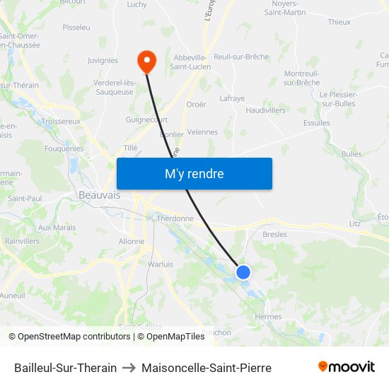 Bailleul-Sur-Therain to Maisoncelle-Saint-Pierre map