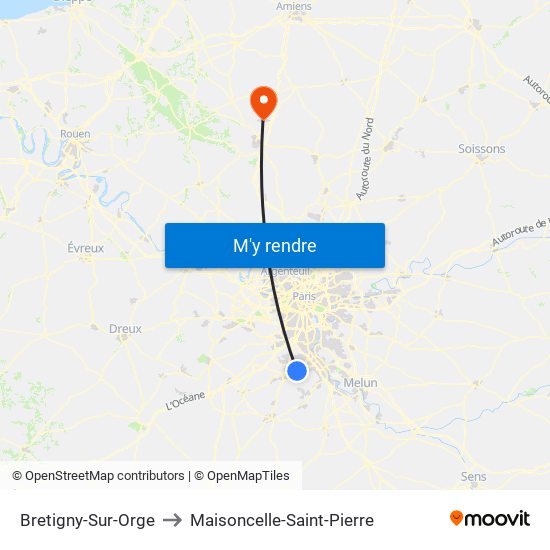 Bretigny-Sur-Orge to Maisoncelle-Saint-Pierre map