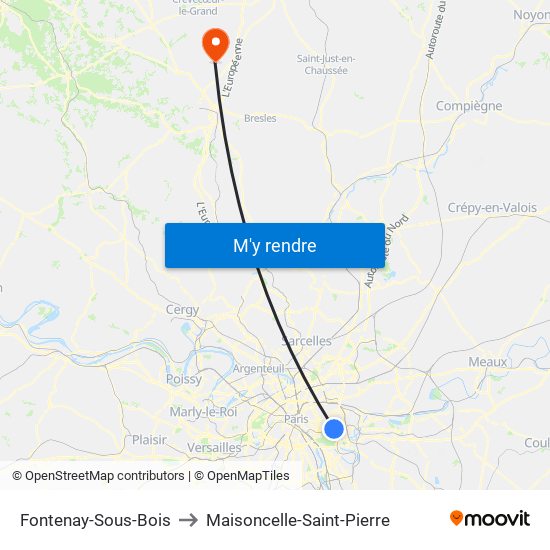 Fontenay-Sous-Bois to Maisoncelle-Saint-Pierre map