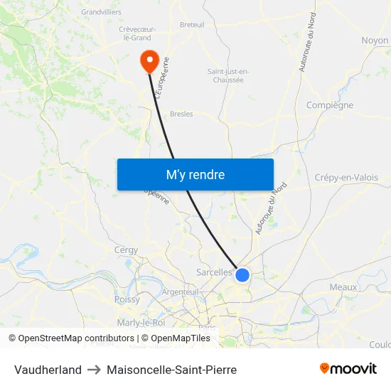 Vaudherland to Maisoncelle-Saint-Pierre map