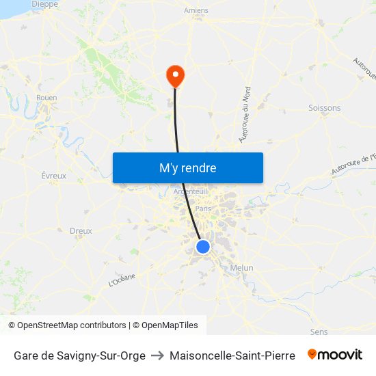 Gare de Savigny-Sur-Orge to Maisoncelle-Saint-Pierre map