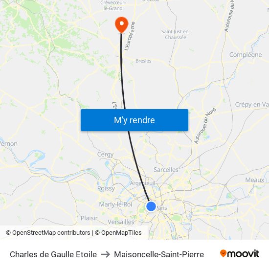 Charles de Gaulle Etoile to Maisoncelle-Saint-Pierre map