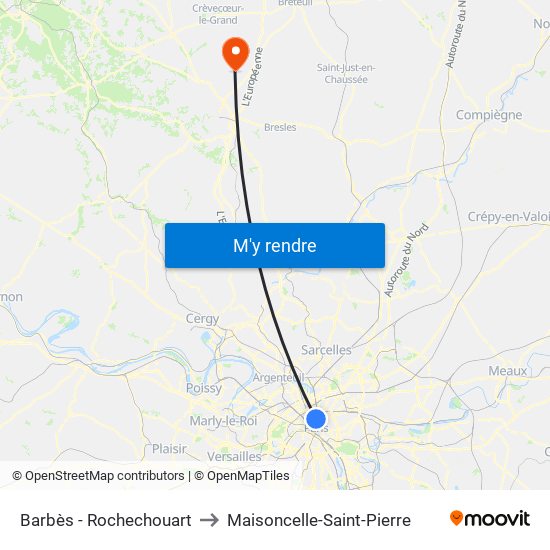 Barbès - Rochechouart to Maisoncelle-Saint-Pierre map