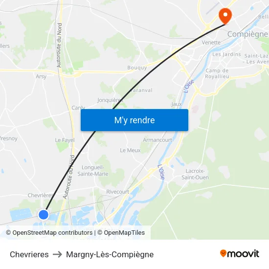 Chevrieres to Margny-Lès-Compiègne map