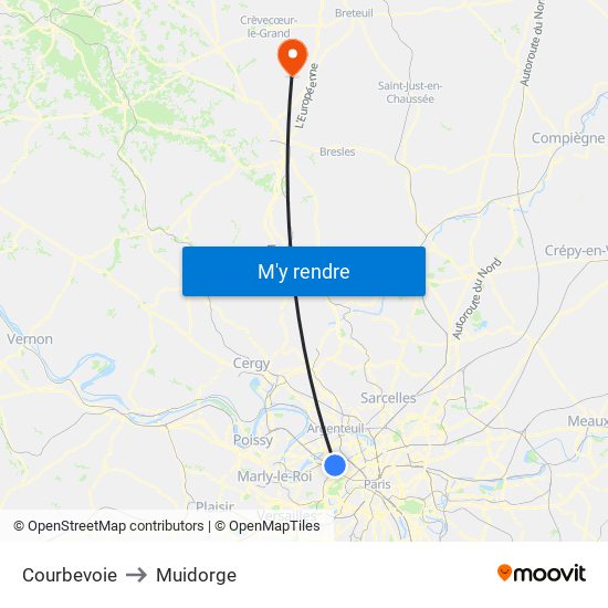 Courbevoie to Muidorge map