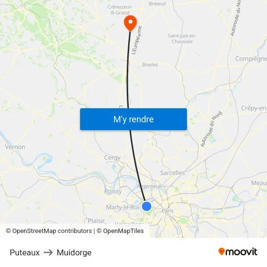Puteaux to Muidorge map