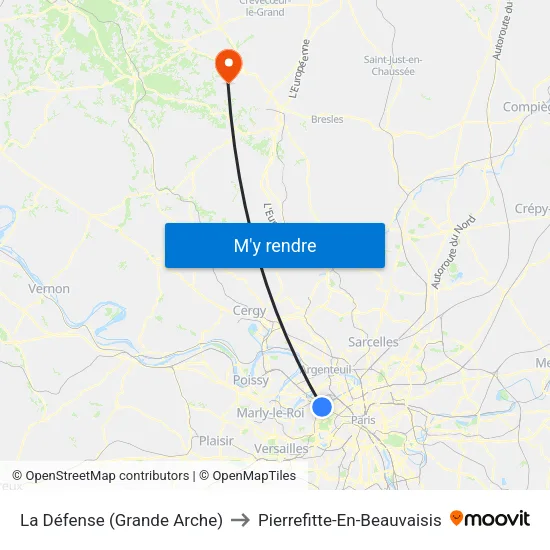 La Défense (Grande Arche) to Pierrefitte-En-Beauvaisis map