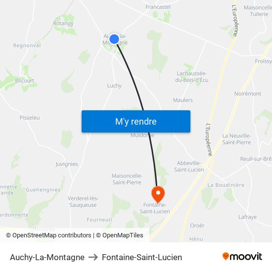 Auchy-La-Montagne to Fontaine-Saint-Lucien map