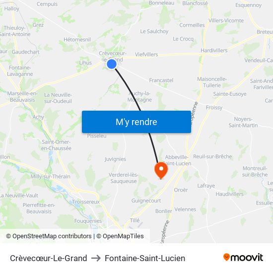 Crèvecœur-Le-Grand to Fontaine-Saint-Lucien map