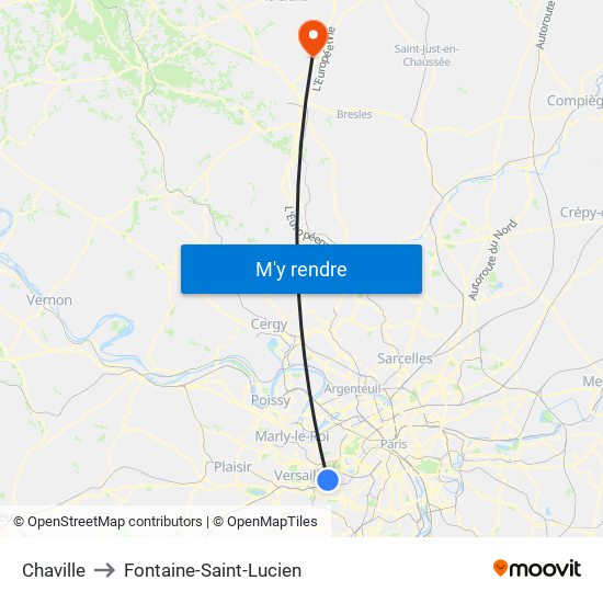 Chaville to Fontaine-Saint-Lucien map