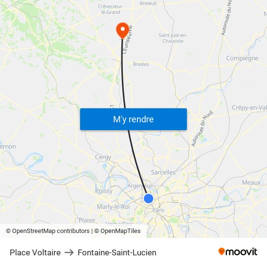 Place Voltaire to Fontaine-Saint-Lucien map