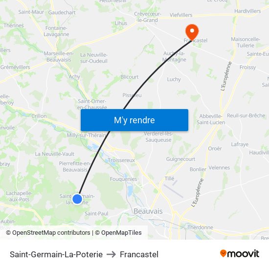 Saint-Germain-La-Poterie to Francastel map
