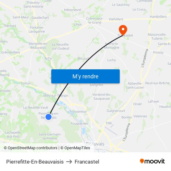 Pierrefitte-En-Beauvaisis to Francastel map