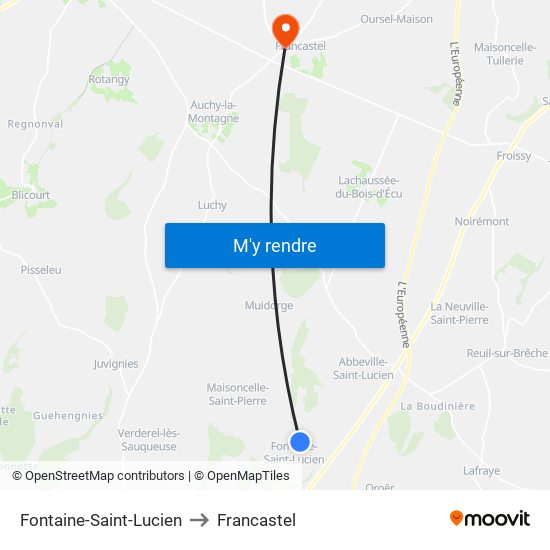 Fontaine-Saint-Lucien to Francastel map