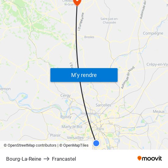 Bourg-La-Reine to Francastel map