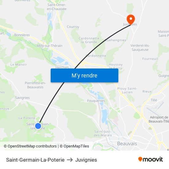 Saint-Germain-La-Poterie to Juvignies map