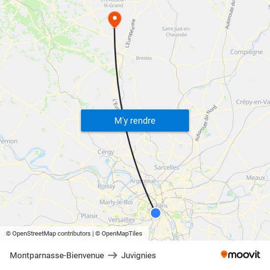 Montparnasse-Bienvenue to Juvignies map