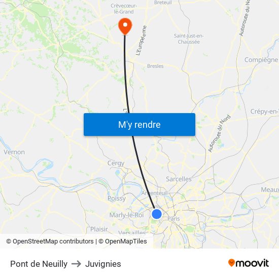 Pont de Neuilly to Juvignies map