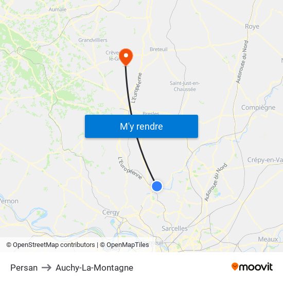 Persan to Auchy-La-Montagne map