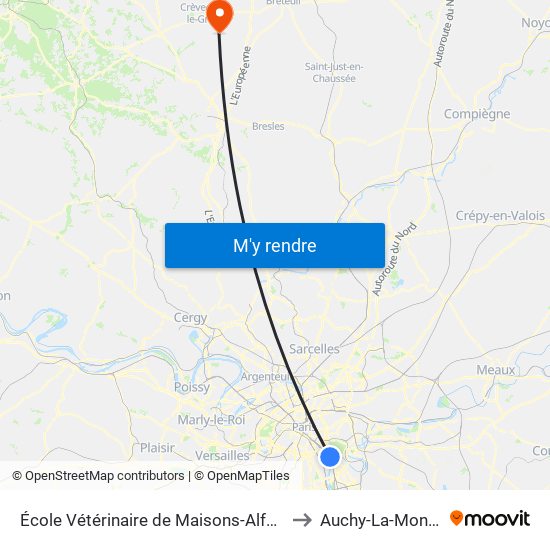 École Vétérinaire de Maisons-Alfort - Métro to Auchy-La-Montagne map