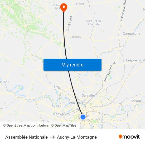 Assemblée Nationale to Auchy-La-Montagne map