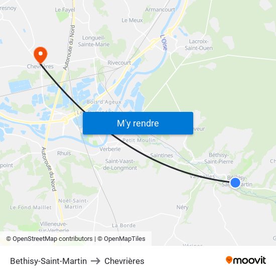 Bethisy-Saint-Martin to Chevrières map