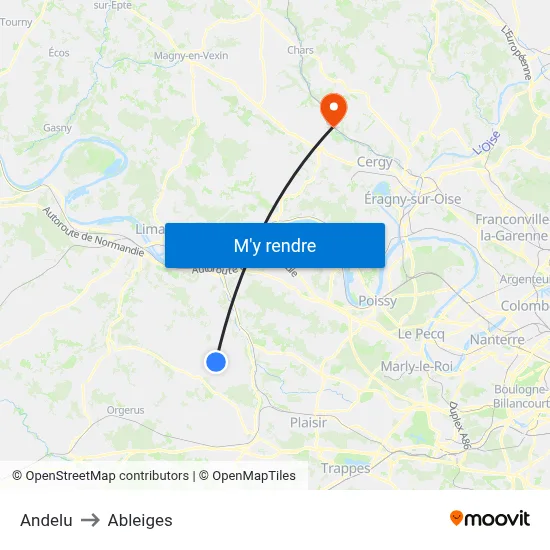 Andelu to Ableiges map