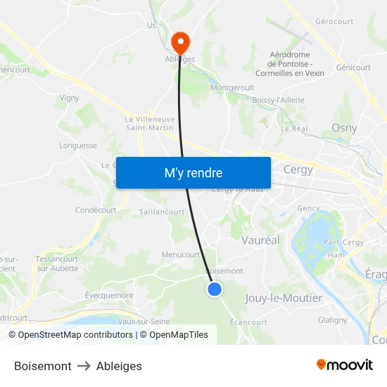 Boisemont to Ableiges map
