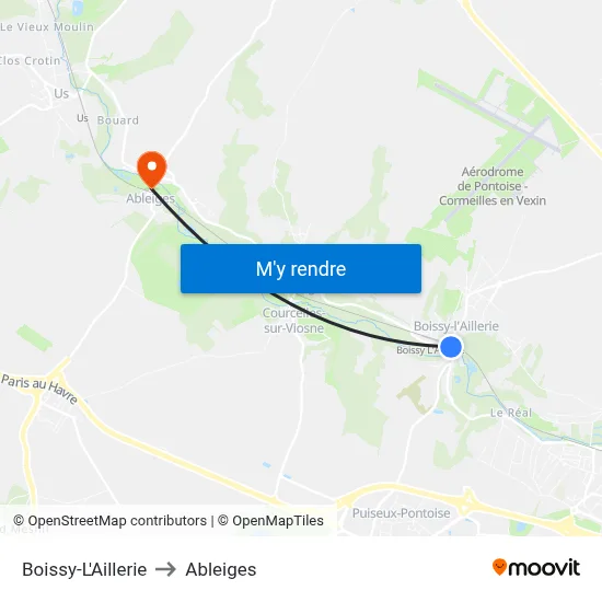 Boissy-L'Aillerie to Ableiges map
