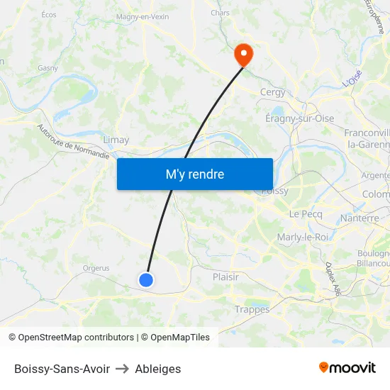 Boissy-Sans-Avoir to Ableiges map